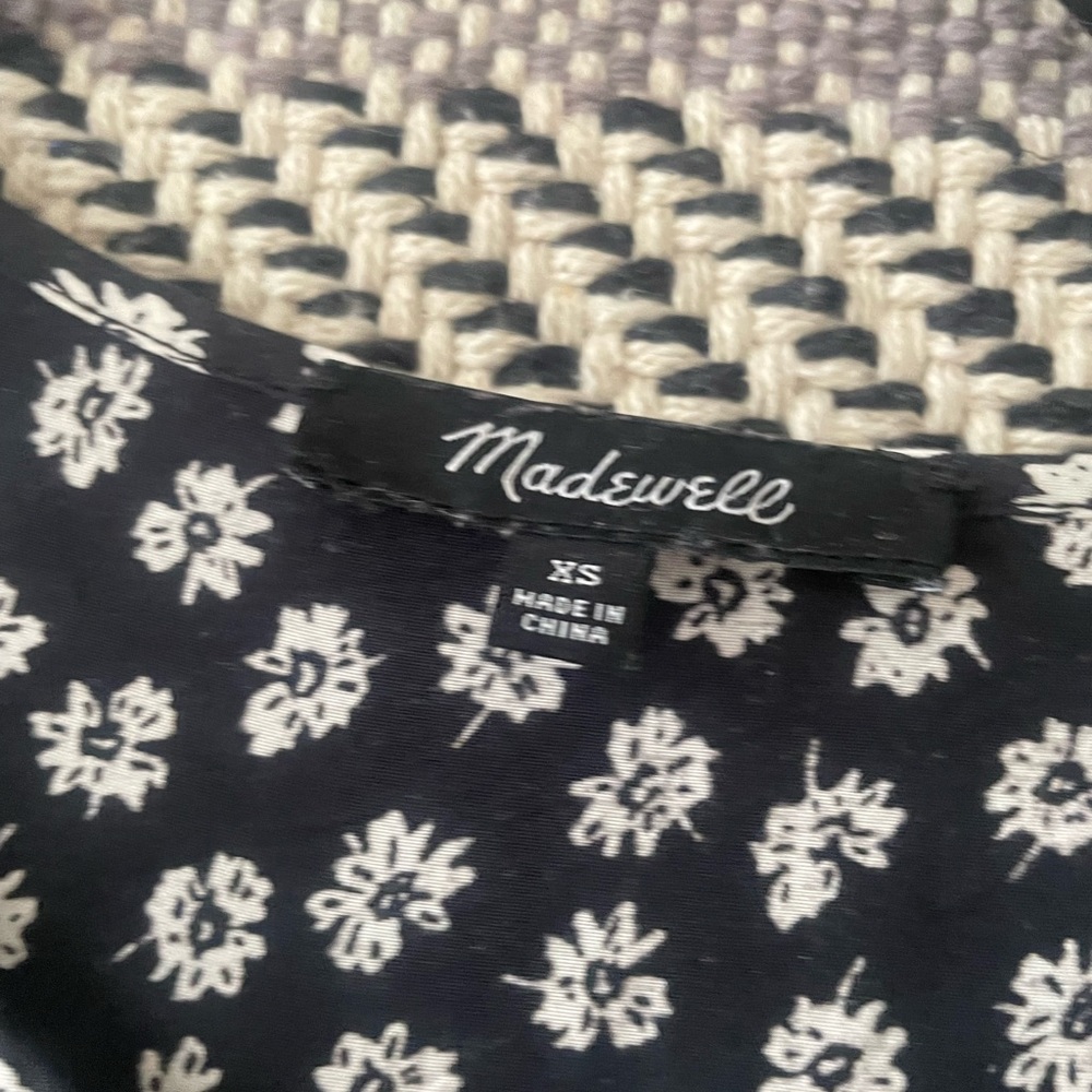 Madewell Black And White Floral Midi Dress View 3